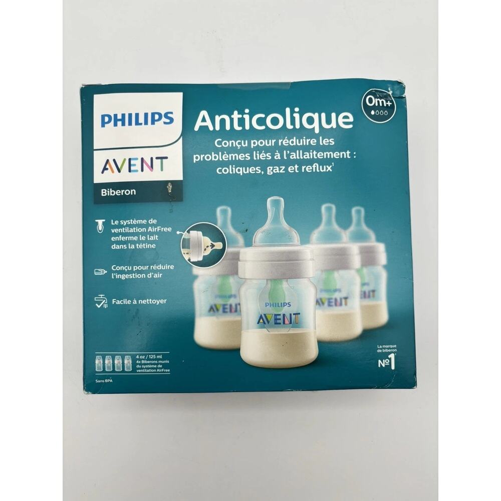 New Philips Avent Anti-Colic Baby Bottle Set 4-Pack 125ml 4oz BPA-Free Silicone